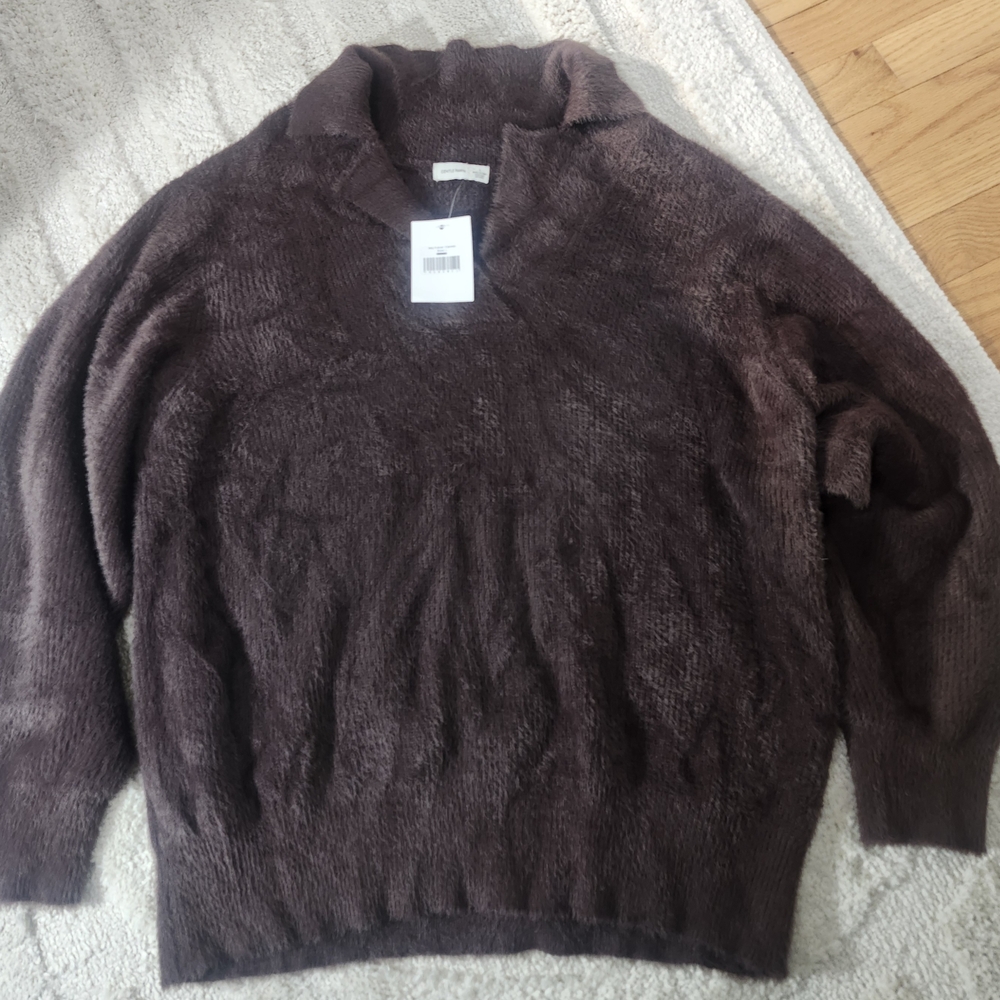 Gentle Fawn Abby Pullover Espresso Brown Plush Eyelash Sweater NWT Size L
